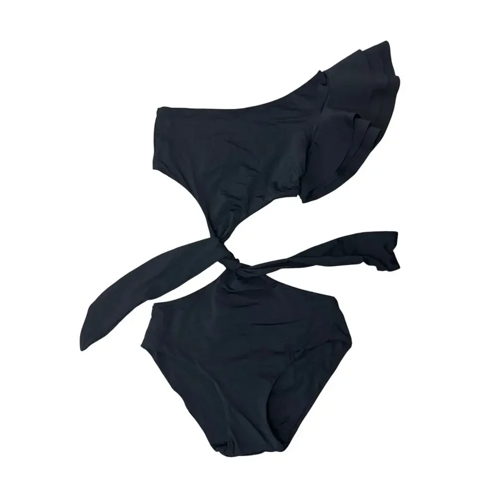 Maygel Coronel Black One-Shoulder Cutout Style Bikini Set NWT Size 10